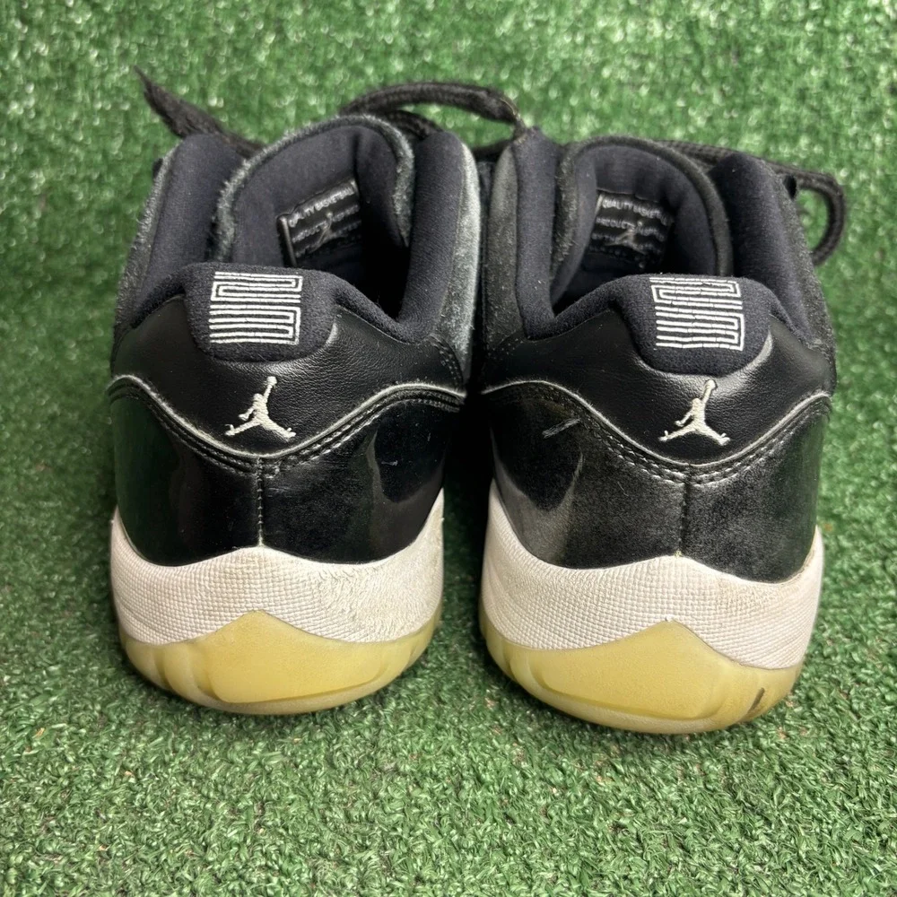 Jordan 11 Retro Low Barons Patent Leather Basketball Sneaker Black Mens Size 9.5
